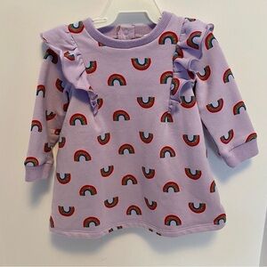 TUCKER + Tate Baby Girls Purple Long Sleeve Fleece Rainbow Dress Size 6 Months